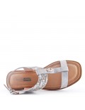 Big size 38-43 -Flat sandal in mixed materials