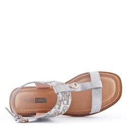 Big size 38-43 -Flat sandal in mixed materials