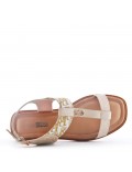 Big size 38-43 -Flat sandal in mixed materials