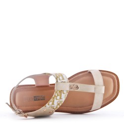 Big size 38-43 -Flat sandal in mixed materials