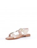 Big size 38-43 -Flat sandal in mixed materials