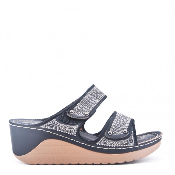 Grande Taille 41-44- Sandale à talon en simili cuir