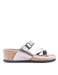 Sandal in mixed materials for women