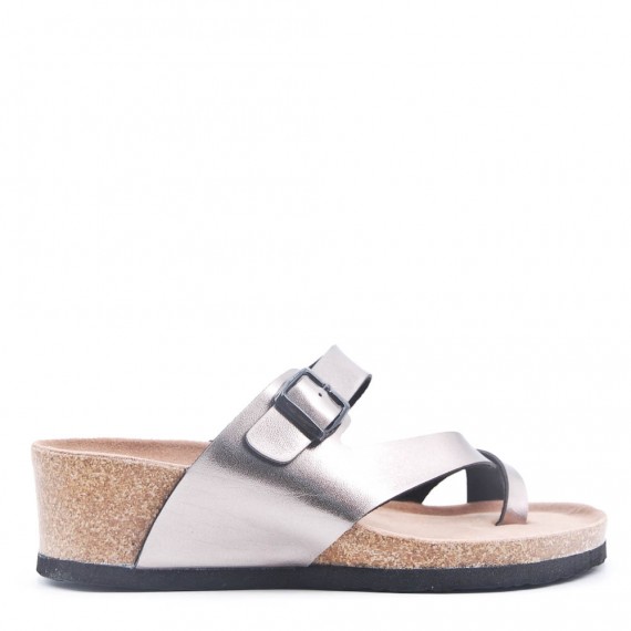 Sandal in mixed materials for women