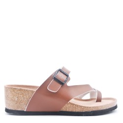 Sandal in mixed materials for women