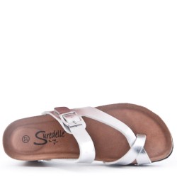 Sandal in mixed materials for women