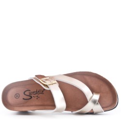 Sandal in mixed materials for women