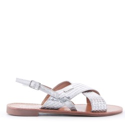 Low heel faux leather sandal 