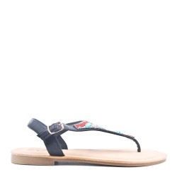 Flat sandals in faux leather for women