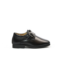 Derby enfant en simili cuir noir à boucle