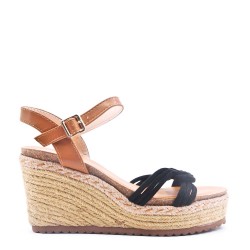 Wedge espadrilles in material mix for women