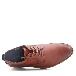 Lace-up faux leather derby