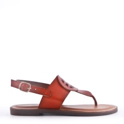 Women's flat faux leather flip flops