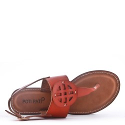 Women's flat faux leather flip flops