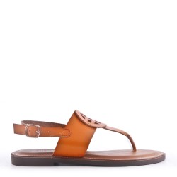 Women's flat faux leather flip flops