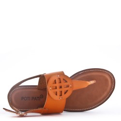 Women's flat faux leather flip flops