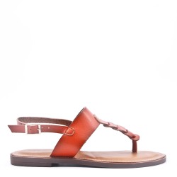 Women's flat faux leather flip flops