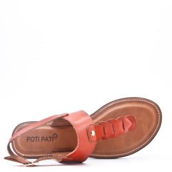 Women's flat faux leather flip flops