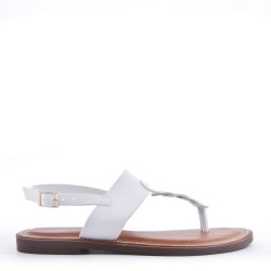 Women's flat faux leather flip flops