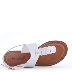 Women's flat faux leather flip flops