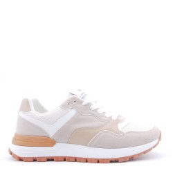 Mix-material sneakers with laces