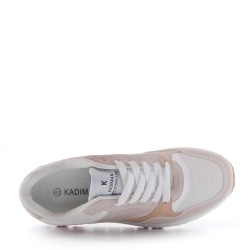 Mix-material sneakers with laces