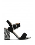 Mix-materials heeled sandal 