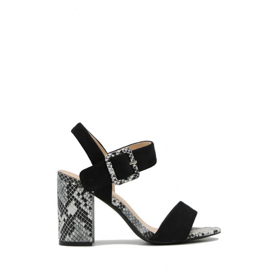 Mix-materials heeled sandal 