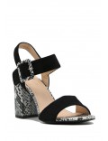 Mix-materials heeled sandal 