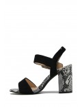 Mix-materials heeled sandal 