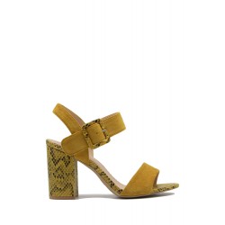 Mix-materials heeled sandal 