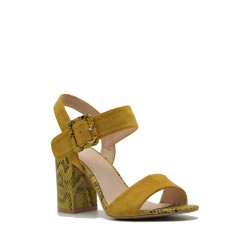 Mix-materials heeled sandal 