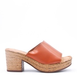 Mix-materials heeled sandal 