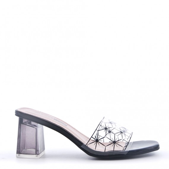 Transparent heel sandal for women