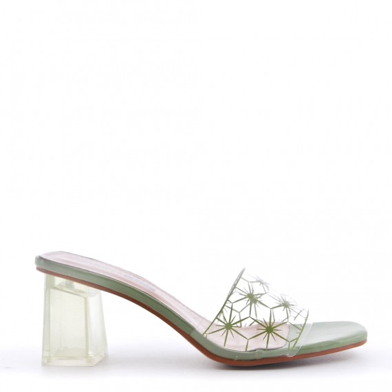 Transparent heel sandal for women