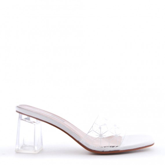 Transparent heel sandal for women