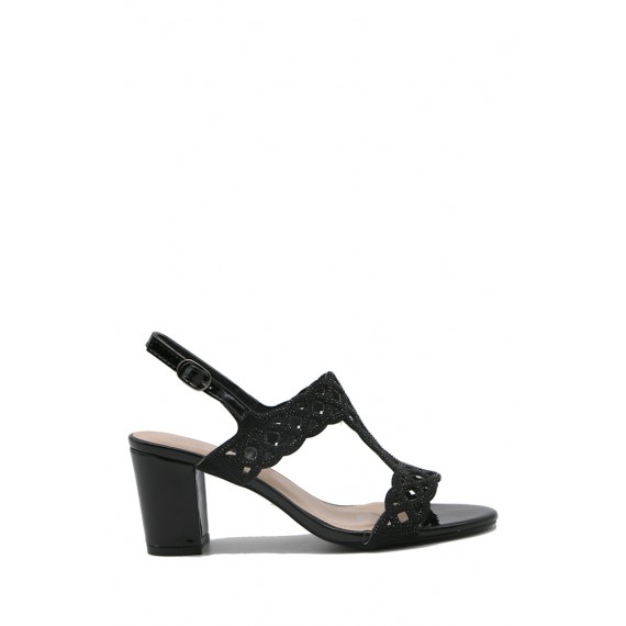 Mix-materials heeled sandal 