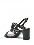 Mix-materials heeled sandal 