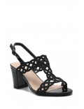 Mix-materials heeled sandal 