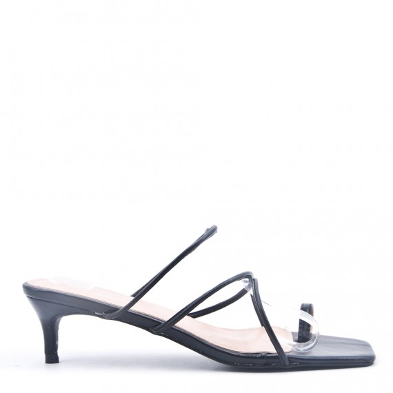 Low heel faux leather sandal 