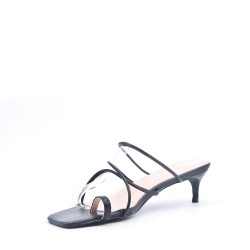 Low heel faux leather sandal 
