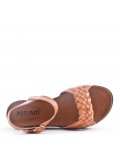 Flat sandals in faux leather for women