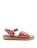 Flat sandals in faux leather for women