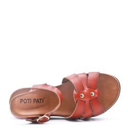 Flat sandals in faux leather for women