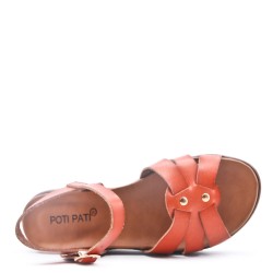 Flat sandals in faux leather for women