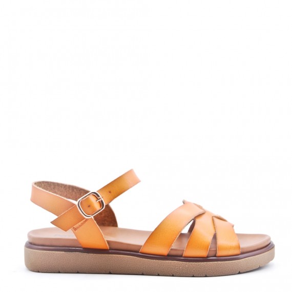 Flat sandals in faux leather for women