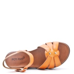 Flat sandals in faux leather for women