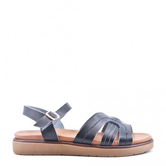 Flat sandals in faux leather for women