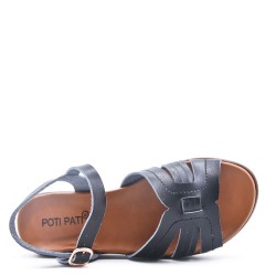 Flat sandals in faux leather for women