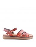 Flat sandals in faux leather for women